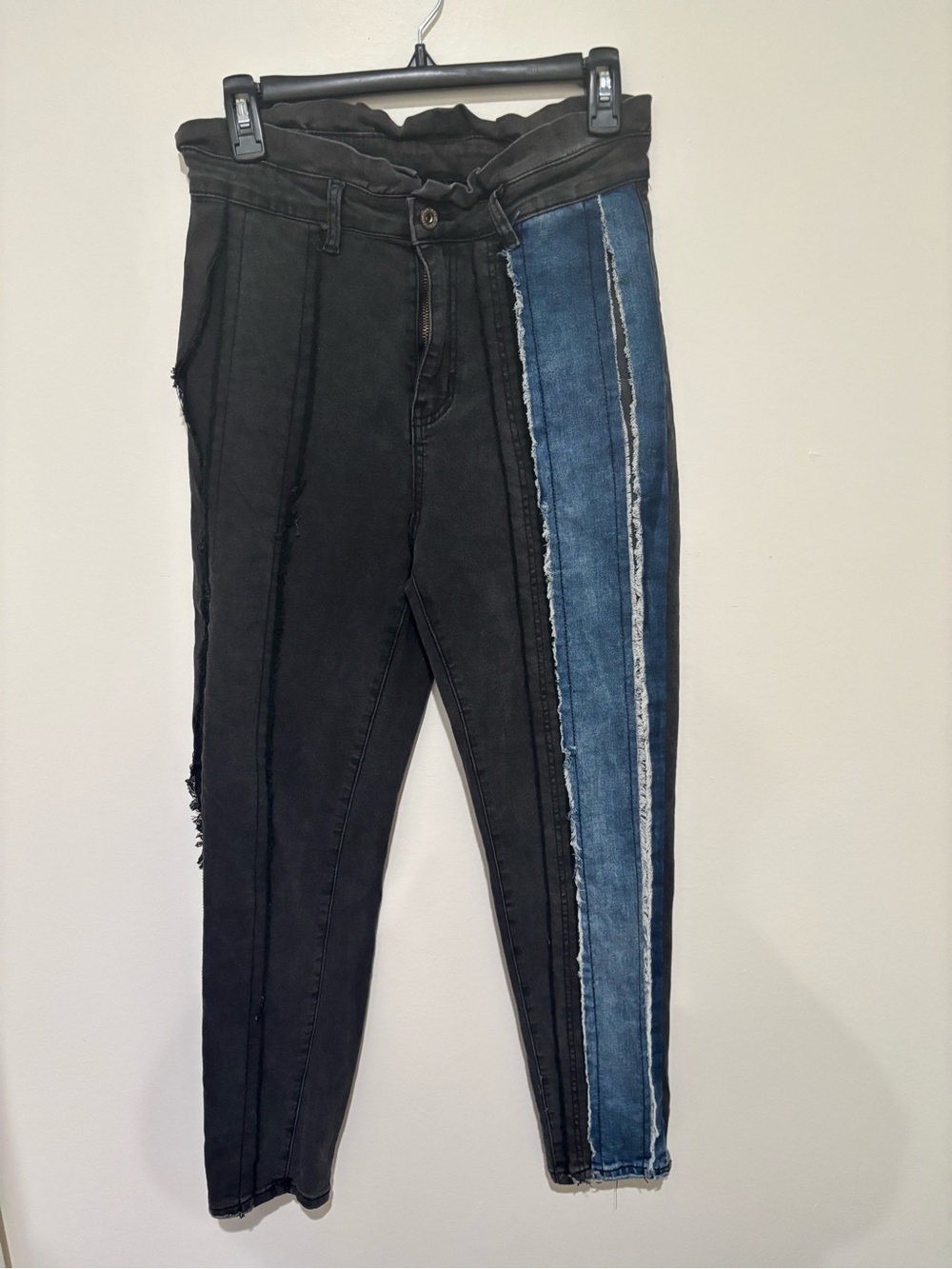 Women’s High-Waist Two-Tone Black and Blue Skinny Jeans